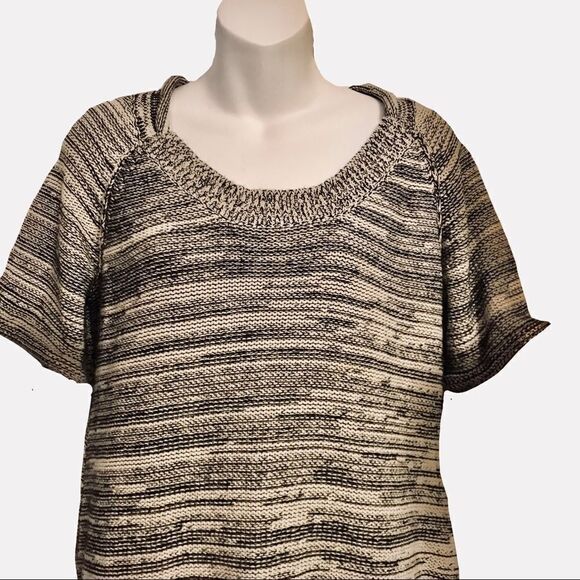 CAbi Style 973 Marled Short Sleeve Neutral Sweater Tunic Gray Medium - Picture 8 of 16